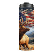 Majestic Elk American Flag Landscape Thermosbecher (Vorderseite)