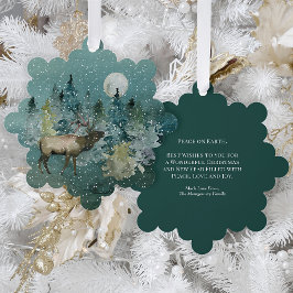 Majestic Elk Forest Full Moon Snowfall Weihnachten Ornament Karte