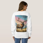 Majestic Elk in Mountain Fields - Natur Inspiriert Sweatshirt (Schwarz voll)