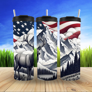 Majestic Elk in Patriotic Wilderness Thermosbecher