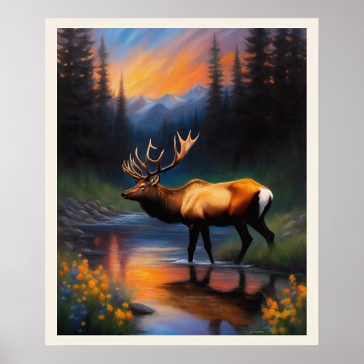 Majestic Elk in Rocky Mountains Natur Szene Poster (Vorne)