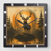 Majestic Elk Rock Forest Quadratische Wanduhr (Vorderseite)