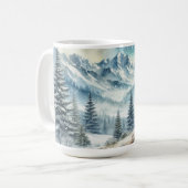 Majestic Elk steht inmitten schneebedeckter Berge Kaffeetasse (Vorderseite Links)