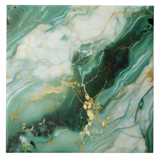 Majestic Emerald & Gold Art Tile Fliese (Vorderseite)