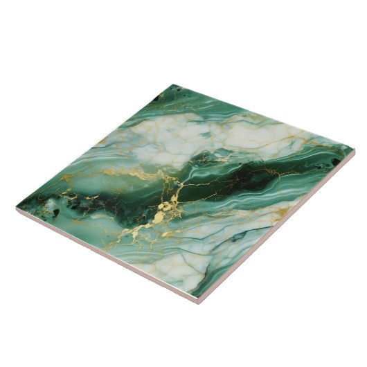 Majestic Emerald & Gold Art Tile Fliese (Seite)