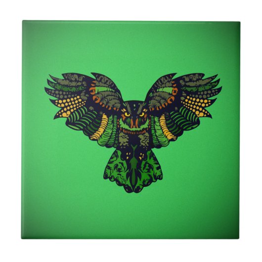 Majestic Emerald Owl Fliese (Vorderseite)