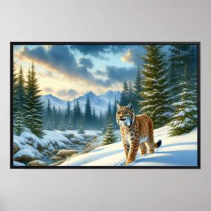 Majestic Eurasischer Lynx im Winter und im Winter Poster