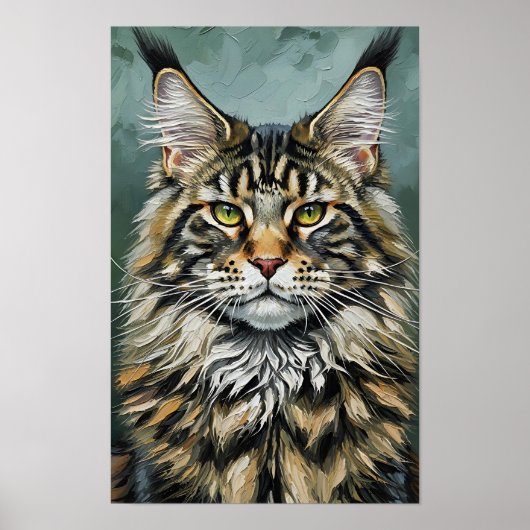 Majestic Expressionist Maine Coon Cat Poster (Vorne)