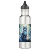 **Majestic Fantasy Cat with Mystical Aura – High F Edelstahlflasche (Links)