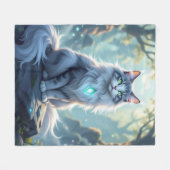 **Majestic Fantasy Cat with Mystical Aura – High F Fleecedecke (Vorderseite (Horizontal))