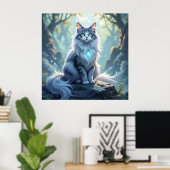 **Majestic Fantasy Cat with Mystical Aura – High F Poster (Heimbüro)