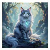 **Majestic Fantasy Cat with Mystical Aura – High F Poster (Vorderseite)