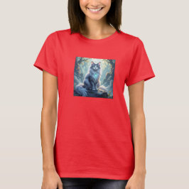 **Majestic Fantasy Cat with Mystical Aura – High F T-Shirt