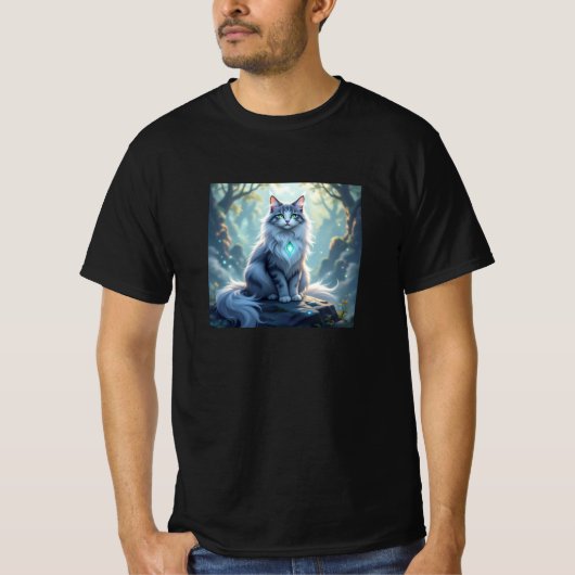 **Majestic Fantasy Cat with Mystical Aura – High F T-Shirt (Vorderseite)