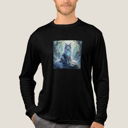 **Majestic Fantasy Cat with Mystical Aura – High F Tri-Blend Shirt (Vorderseite)