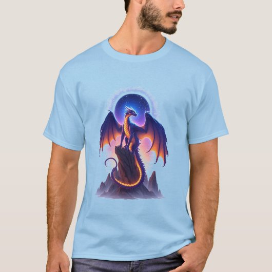 Majestic Fantasy Dragon Perched on Mountain T-Shirt (Vorderseite)