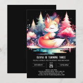 Majestic Fantasy Fox Geburtstag digital Einladung (Vorne/Hinten)