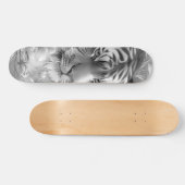 Majestic Fantasy Gray Scale Tiger Head & Florals Skateboard (Horizontal)