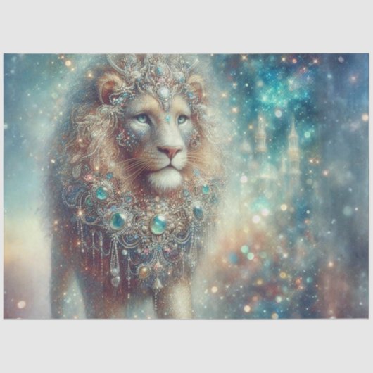 Majestic Fantasy Lion King Decoupage Seidenpapier (Vorderseite)