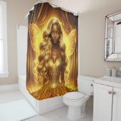 Majestic Fantasy Queen in einem goldenen magischen Duschvorhang (Beispiel)