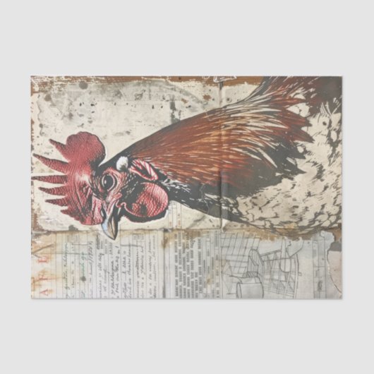 Majestic Farm Chicken Rooster Decoupage Seidenpapier (Vorderseite)