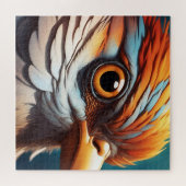 Majestic Fiery Bird Portrait - Intensive Close-Up Puzzle (Horizontal)