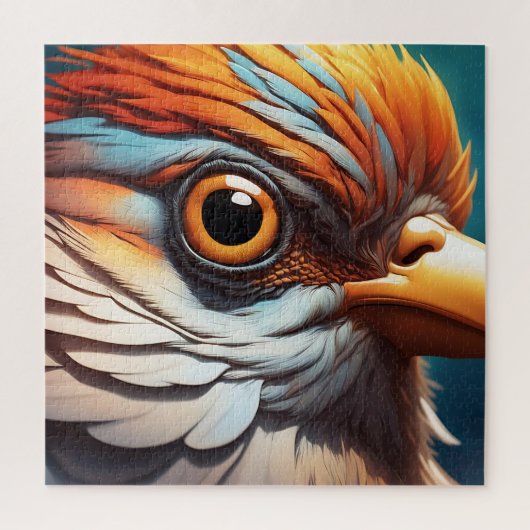 Majestic Fiery Bird Portrait - Intensive Close-Up Puzzle (Vertikal)