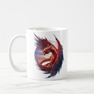 Majestic Fire Dragon - Epische Fantasie Kaffeetasse