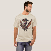 Majestic Flight: Eine Cowboy-Katze, die auf einer  T-Shirt (Vorne ganz)