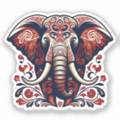 Majestic Floral Elephant - Boho Tribal Sticker (Vorderseite)