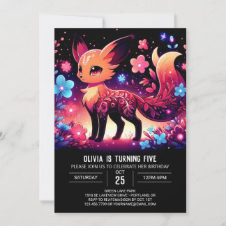 Majestic Fox Digital Geburtstag Einladung
