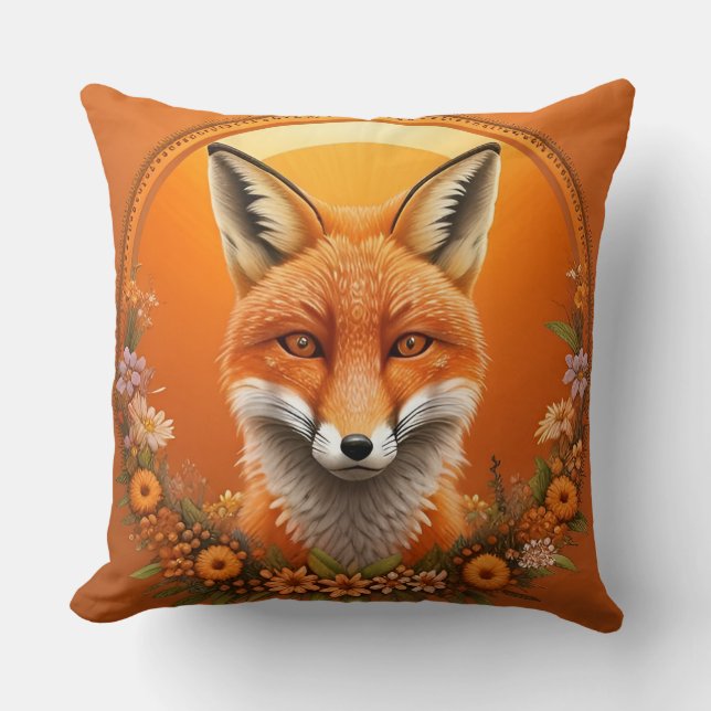 Majestic Fox Portrait Kissen (Vorderseite)