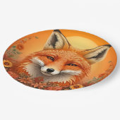 Majestic Fox Portrait umgeben von Blume im Herbst Pappteller (Schrägansicht)
