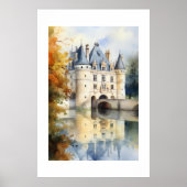 Majestic French Castle Watercolor Poster (Vorne)