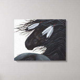 Majestic Friesian Black Horse von BiHrle Leinwanddruck