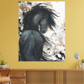 Majestic Friesian Horse by Bihrle Canvas Print Leinwanddruck (Insitu (Wohnzimmer))