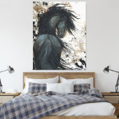 Majestic Friesian Horse by Bihrle Canvas Print Leinwanddruck (Insitu (Schlafzimmer))
