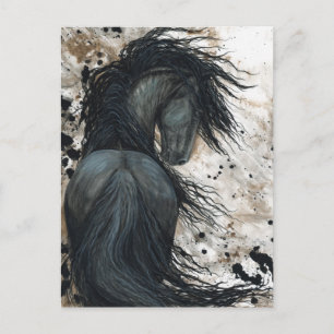 Majestic Friesian Horse by Bihrle Postcard Postkarte