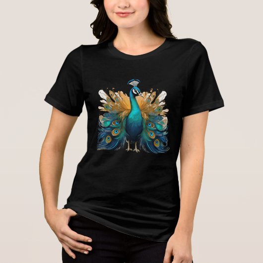 Majestic Full Peacock Display – Women’s Artistic S Tri-Blend Shirt (Vorderseite)