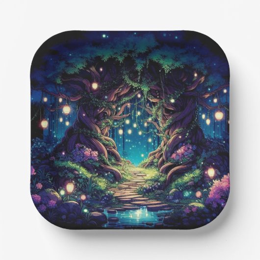 Majestic Fun Enchanted Forest Baby Shower Pappteller (Vorderseite)
