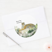 Majestic gefährdete Bengalisch Tiger handbemalt Runder Aufkleber (Umschlag)