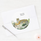 Majestic gefährdete Bengalisch Tiger handbemalt Runder Aufkleber (Umschlag)