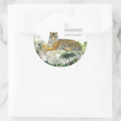 Majestic gefährdete Bengalisch Tiger handbemalt Runder Aufkleber (Tasche)