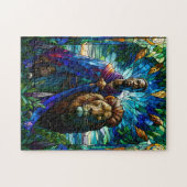 Majestic gestresster Glass Man mit Löwe Puzzle (Horizontal)