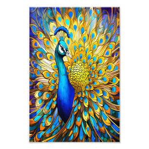 Majestic gestyltes Glass Peacock Art Nouveau Fotodruck