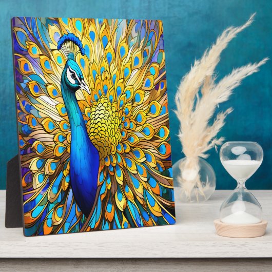 Majestic gestyltes Glass Peacock Art Nouveau Fotoplatte (Seite)