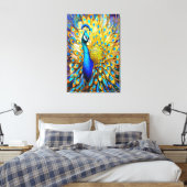 Majestic gestyltes Glass Peacock Art Nouveau Leinwanddruck (Insitu (Schlafzimmer))