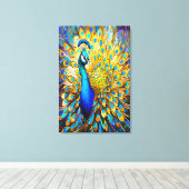 Majestic gestyltes Glass Peacock Art Nouveau Leinwanddruck (Insitu (Holzboden))