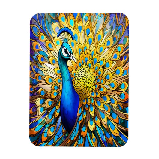 Majestic gestyltes Glass Peacock Art Nouveau Magnet (Vertikal)