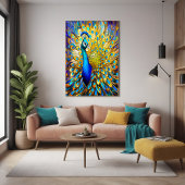 Majestic gestyltes Glass Peacock Art Nouveau Poster